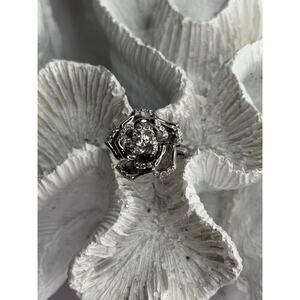 925 Sterling Silver Flower Cz Ring Size 7